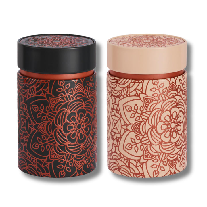 MediMuc Dose Mandala 150g 2er Set mit orientalischen Motiven aufwendig lackiert, Stülpverschluss - V
