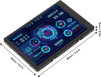 VBESTLIFE 3,5-Zoll-IPS-USB-Bildschirm, AIDA64-PC-CPU-RAM-Datentemperaturanzeige, PC-Sensorpanel-Disp