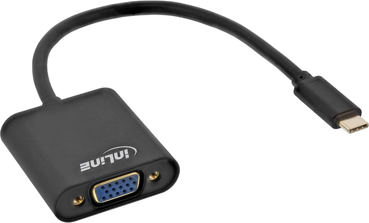 InLine 64104B USB Display Konverter, USB Typ-C Stecker zu VGA Buchse (DP Alt Mode), schwarz, 0.2m
