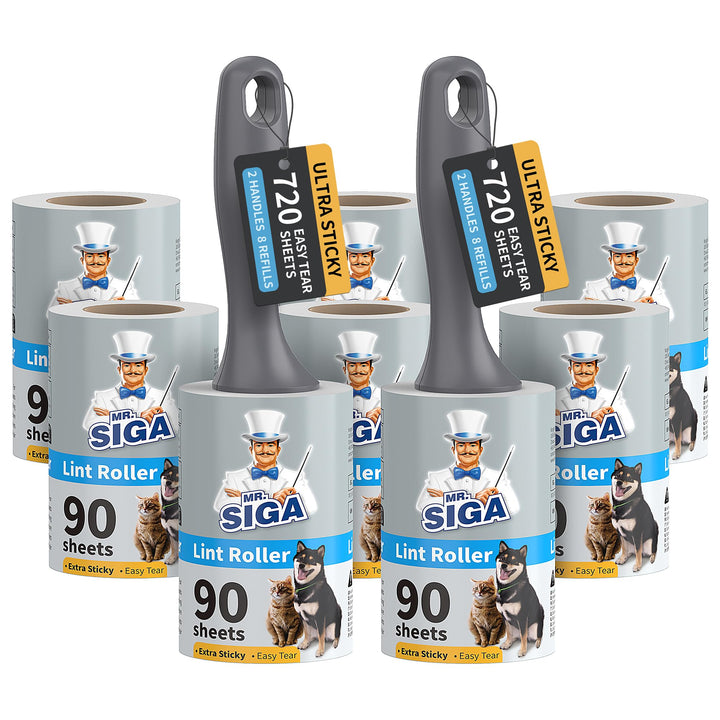 MR.SlGA Fusselrollen für Tierhaare Extra Klebrig, 720 Blätter, Fusselentferner für Kleidung, Möbel,