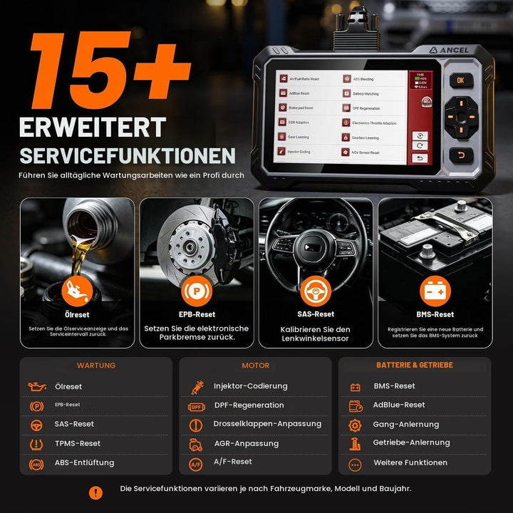 ANCEL FX6100 Bidirektionaler OBD2 Diagnosegerät, Auto Diagnosegerät mit Allen System &amp; 15+ Resets, D