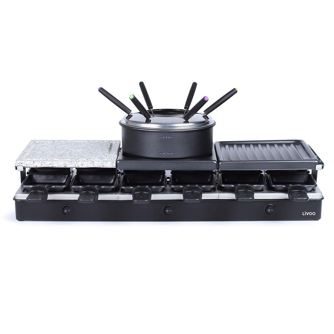 Livoo DOC234 Raclette- und Fonduegerät, für 12 Personen,