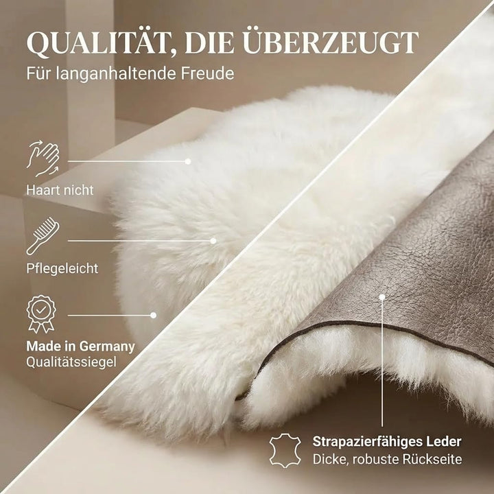 Extra grosses Super-Premium Schaffell, Kuschelfell von Lanabest. Weiss. Echtes Lammfell, geruchsarm