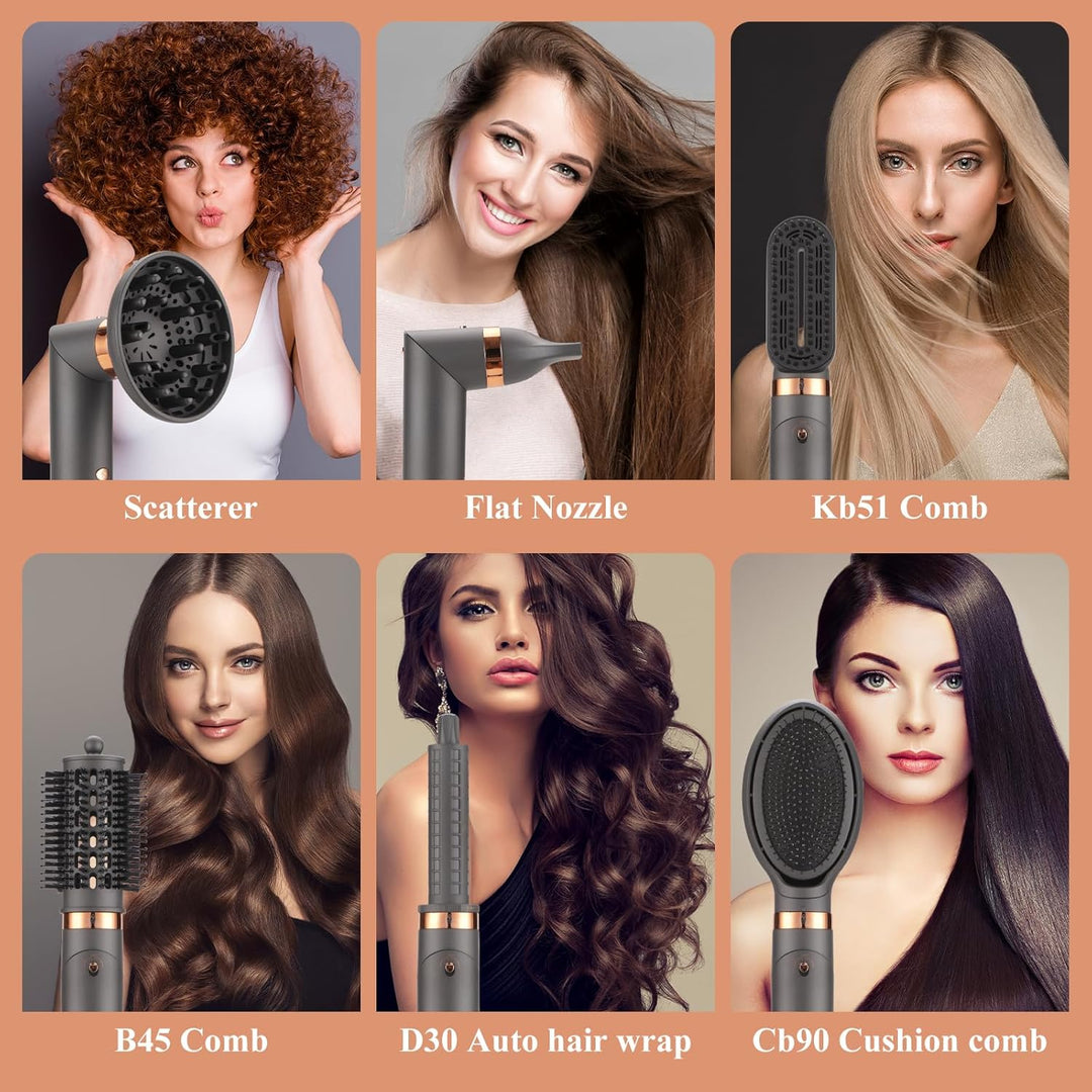 BESTBOMG Air Styler 6 in 1 Hairstyler Haartrockner Heissluftbürste, Lockenstab Multistyler Glättbürs