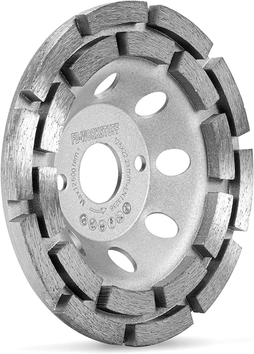 Premium Diamant-Schleiftopf │ 2 Stück │ Ø 125 mm x 22,2 mm │ 2-reihig │ für Beton, Granit, Mauerwerk