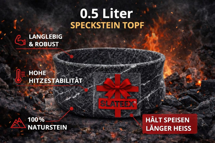 Grillikasari – Schmortopf,Topf aus natürlichem Speckstein | Für schonendes Garen & stilvolles Servie