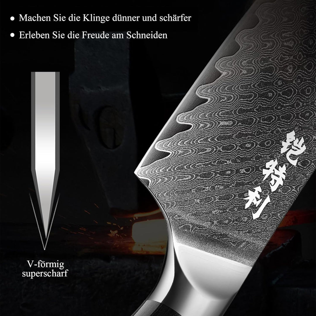 Kitory Kochmesser Nakiri Messer Damaskus Edelstahl 73 Lagen Küchenmesser Damastmesser 18 cm Klinge A