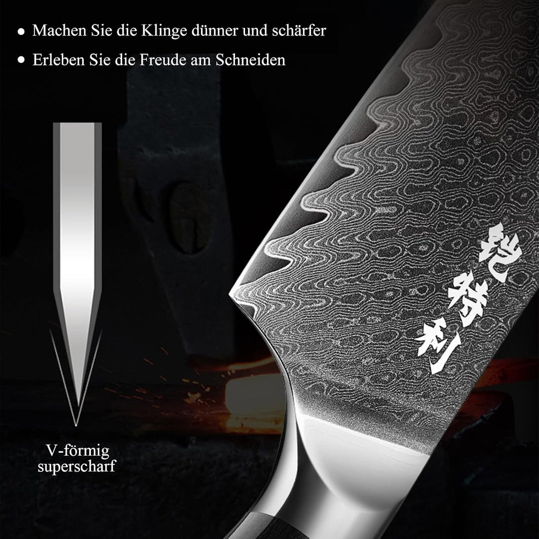 Kitory Damastmesser 20cm Pro Kochmesser 73 Schichten Damaststahl Klinge 10Cr15CoMoV Stahl Küchenmess