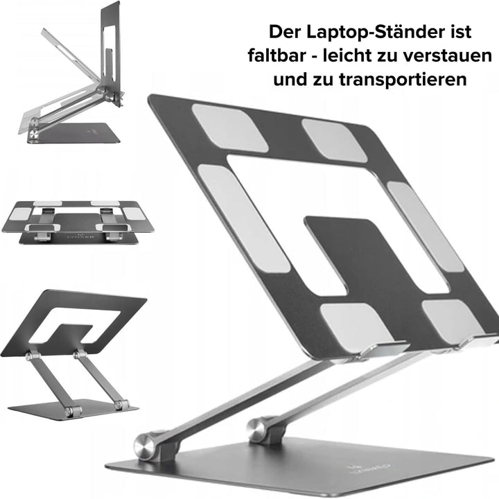 LYNXER Laptop Ständer Höhenverstellbar, Faltbarer Laptop Stand, ergonomischer und belüfteter Möbel f