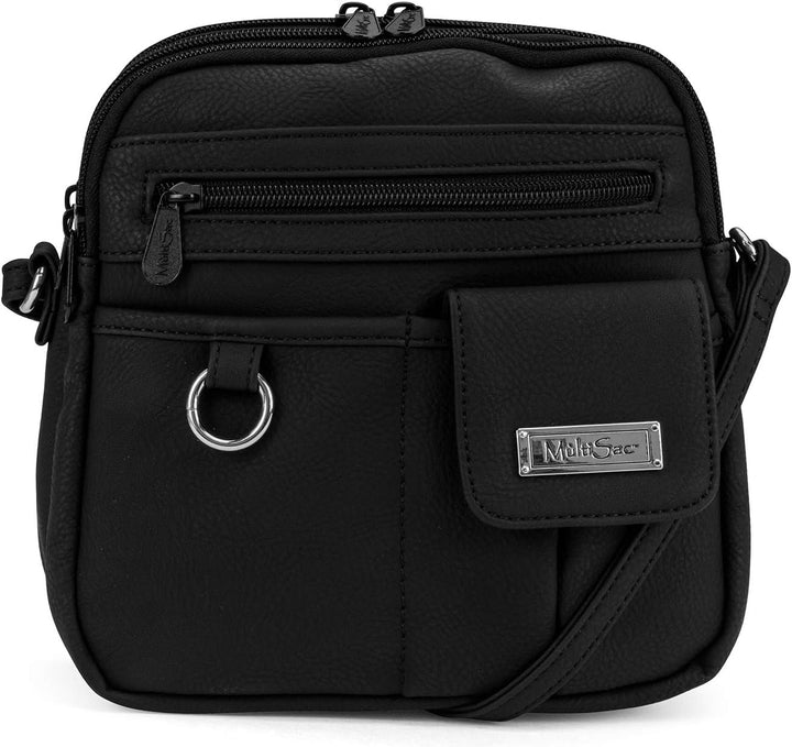 MultiSac Damen North South Mini Zip Around Crossbody Bag Schultertasche Schwarz, Schwarz