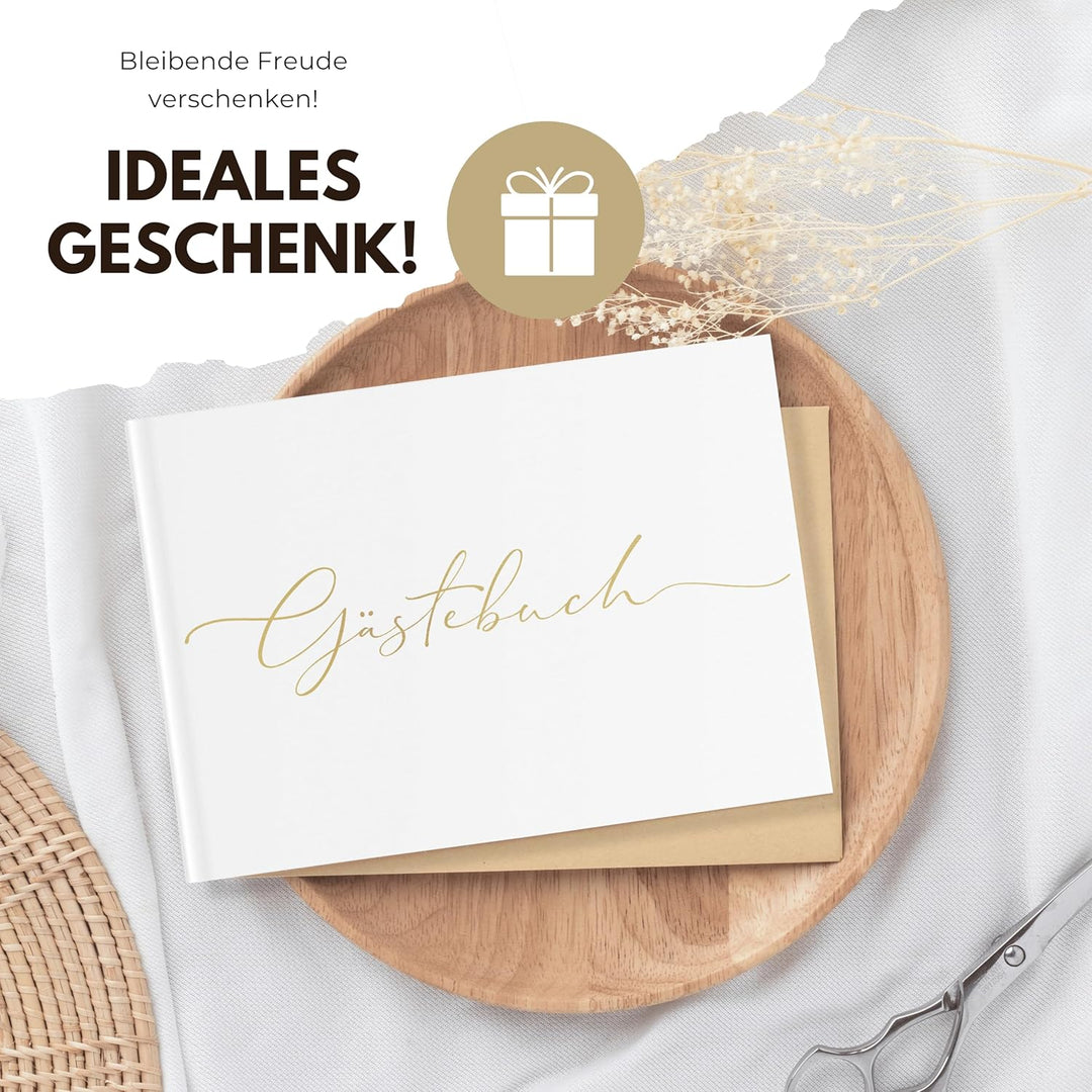 TWIVEE - Gästebuch - für Hochzeit, Geburtstag, Babyparty, Ferienwohnung etc. - 100 blanko Seiten wei