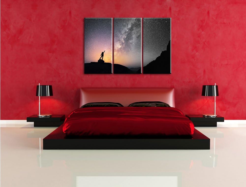 Pixxprint Sternenfänger Milchstrasse B&W Detail 3-Teiler Leinwandbild 120x80 Bild auf Leinwand
