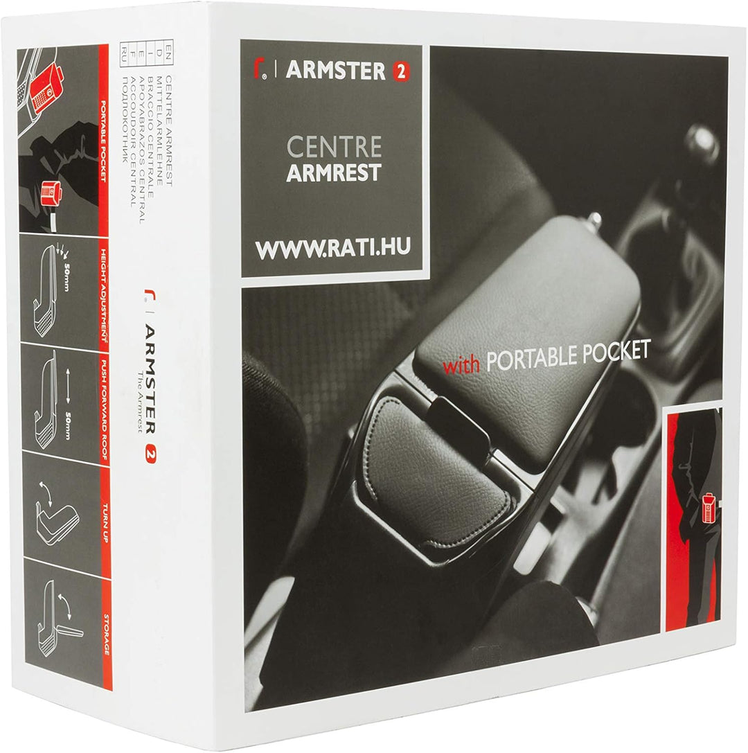 Rati Armster2 Armlehne passend für OPEL CORSA F 2020- [grau] Mittelarmlehne mit Staufach, passgenau