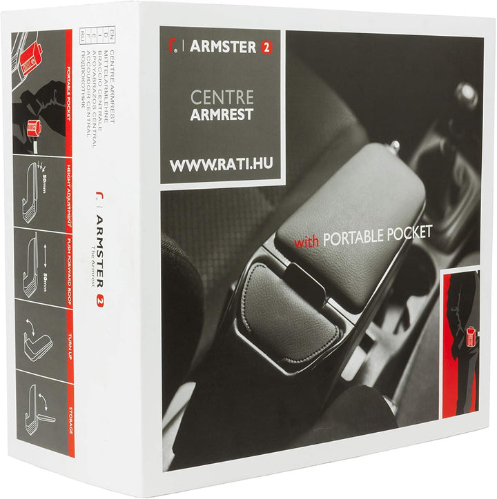 Rati Armster2 Armlehne passend für OPEL CORSA F 2020- [grau] Mittelarmlehne mit Staufach, passgenau