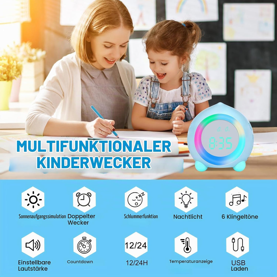 Ayybboo Kinderwecker Digitaler,Wecker Digital Sonnenaufgangssimulator Kinderwecker für Mädchen Junge