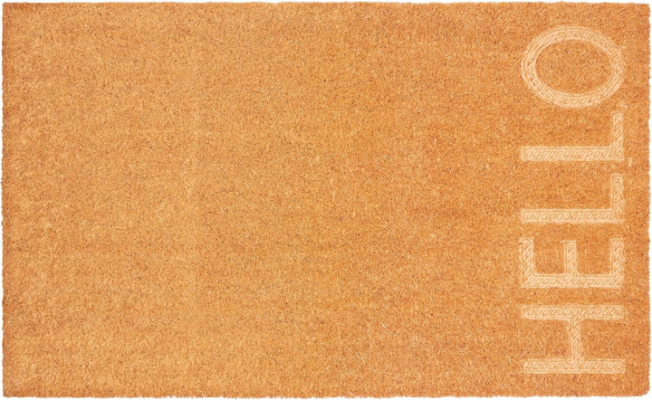 BRUBAKER Fussmatte für Aussen und Innen - Hello - 45 x 75 cm Schmutzfangmatte aus 100% Kokos - 3D Fu