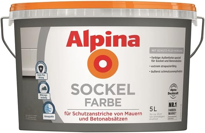 Alpina Sockelfarbe 5 Liter Grau matt, Grau