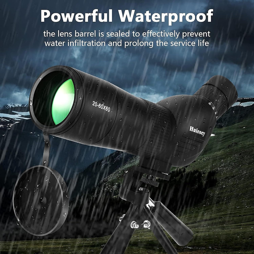 HUICOCY Spektive 20–60 x 60 mm Zoom 39–19 m/1000 m mit FMC-Objektiv, BAK4 45 Grad abgewinkeltes Okul
