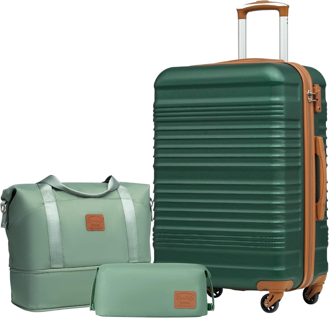 COOLIFE Koffer-set Trolley Koffer ABS Hartschale Reisekoffer 4 Rollen TSA-Schloss einziehbarer Troll