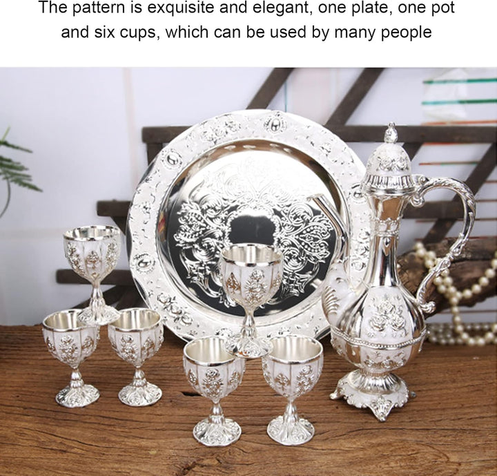 Vintage Exquisite Metall Weinglas Krug Set,Retro Türkischen Europäischen Stil Kunsthandwerk Teekanne