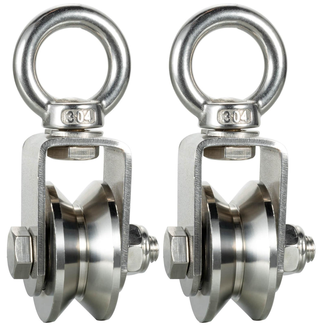 Umlenkrolle mit 2 Kugellager, Edelstahl Fitness flaschenzug, V Typ Umlenkrollen für 12mm Seile Stahl