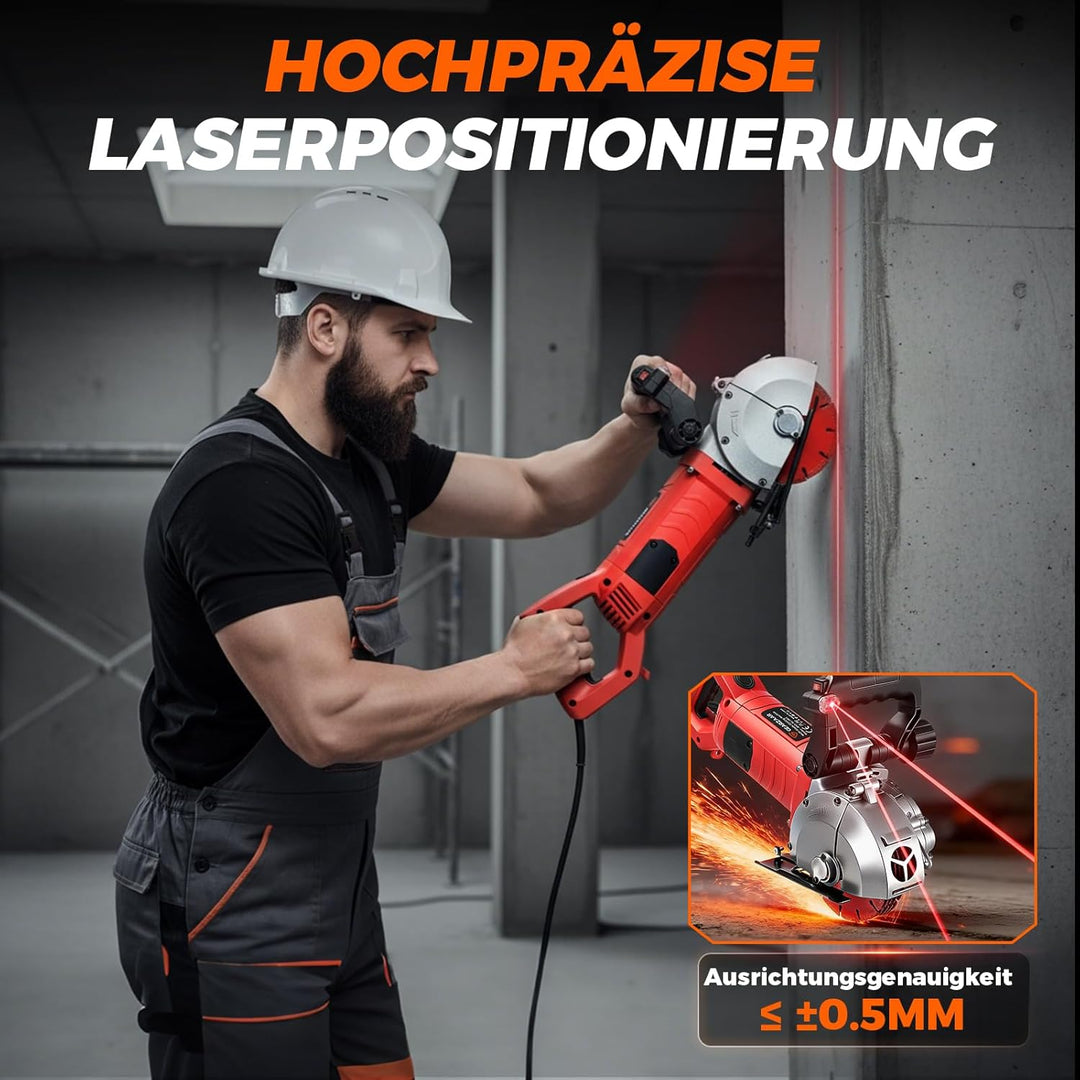 Mauernutfräse mit Laser Schlitzfräse 4200 W, Mauerfrase Wandfräse 6500 U/min, Schnittbreiteneinstell