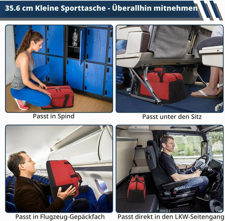 Kleine Sporttasche mit Nassfach - 35×20×20cm Handgepäck, Mini Duffle Bag mit Mehreren Fächern für Sp
