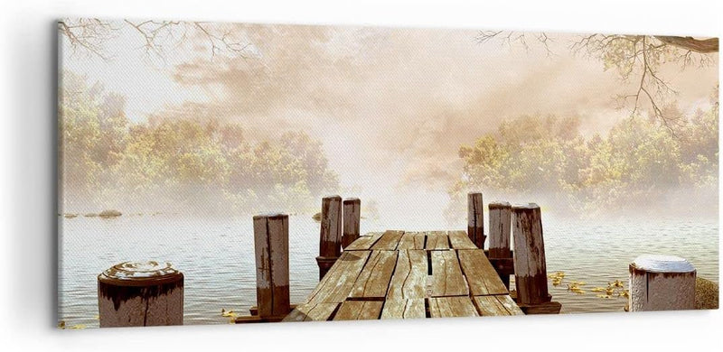 Wandbilder Dekoration Wohnzimmer Illustration herbst landschaft bäume Bilder auf Leinwand 120x50cm L