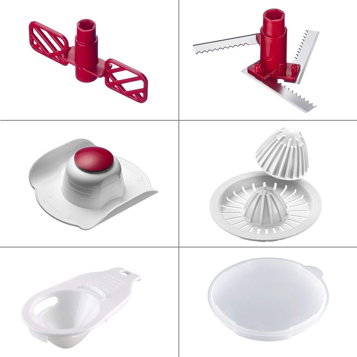 Westmark Manuelle Küchenmaschine, 9 in 1: Hobel, Reibe, Raspel, Schneider, Zitruspresse, Schaumschlä