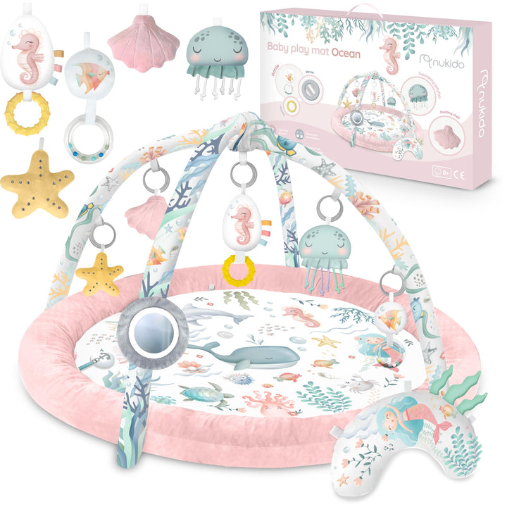 Nukido Spieldecke Mit Spielbogen Baby Spielmatte Babyspieldecke Krabbeldecke 7 Spielzeuge Und Kissen