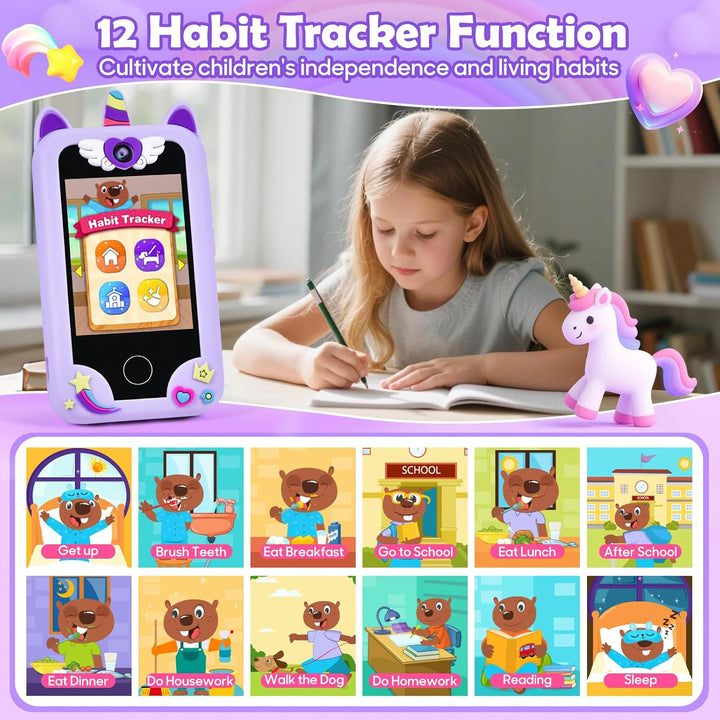 Kinder Handy, Kleinkind Einhorn Telefon Spielzeug für 3 4 5 6 7 8 Jahre alte Kinder, Handy Spielzeug
