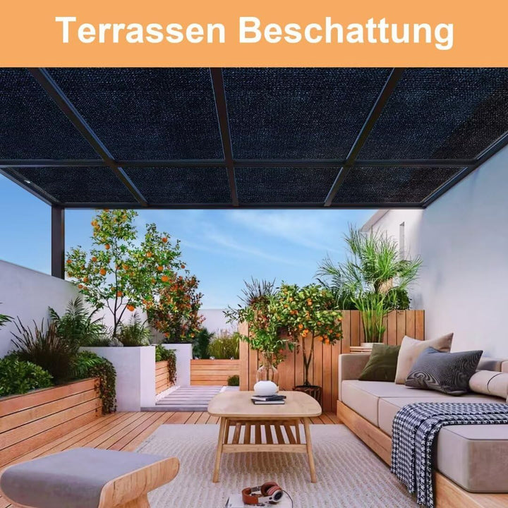 Schattiernetz-mit-ösen-2x3m, Schwarze Garten Sonnenschutz Netz Terrasse 70% Shading Rate UV-Beständi