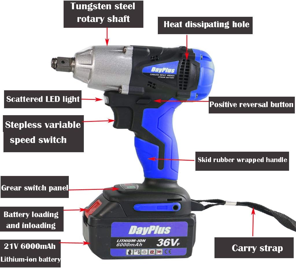 18V Akku-Schlagschrauber 1/2 Zoll Set mit 2 x Akku und EU Ladegerät, 420Nm, 4 Stecknüsse - 14/17/19/