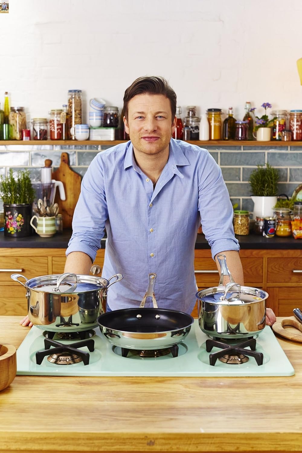 Tefal H80304 Jamie Oliver Premium Inox Induction Wave Pfanne (24 cm, antihaftbeschichtet) edelstahl
