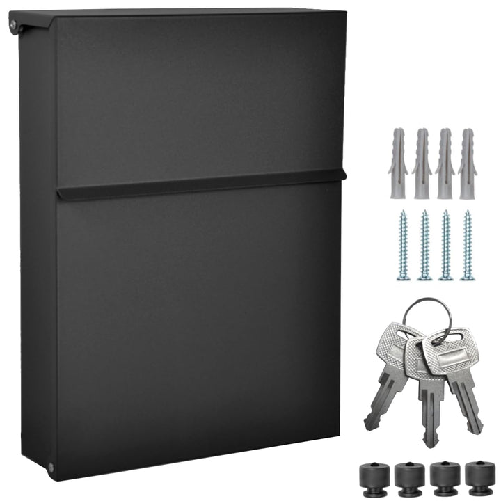 Designer Briefkasten Wandbriefkasten Postkasten ohne Zeitungsfach Schwarz Matt RAL 9017 Mini 30x23 c