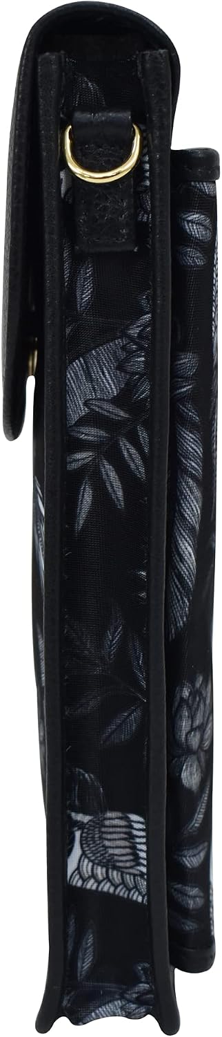 Anuschka RFID Crossbody Handytasche mit Börse - Wanderlust Kollektion - Nylonstoff mit Leder Trim un
