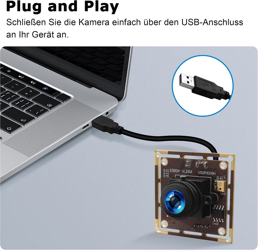 1080P USB Kameramodul mit Fischaugenobjektiv, 180° Weitwinkel | 0,01Lux Schwachlicht, H.264 USB 2.0