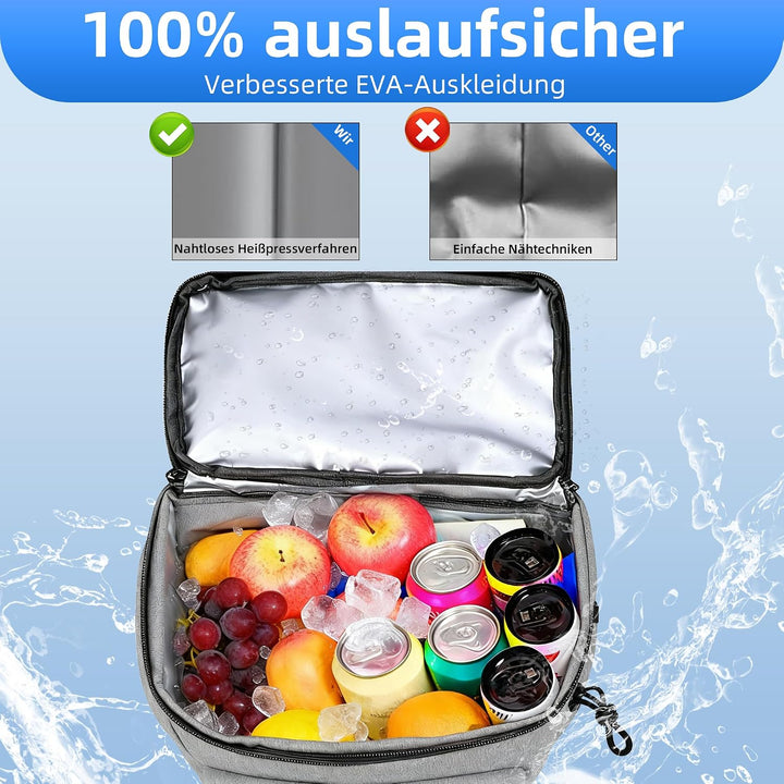 Camping Kühlrucksack,24L Kapazität Isolierter Picknickrucksack, Wasserdichter Rucksack-Kühler Auslau