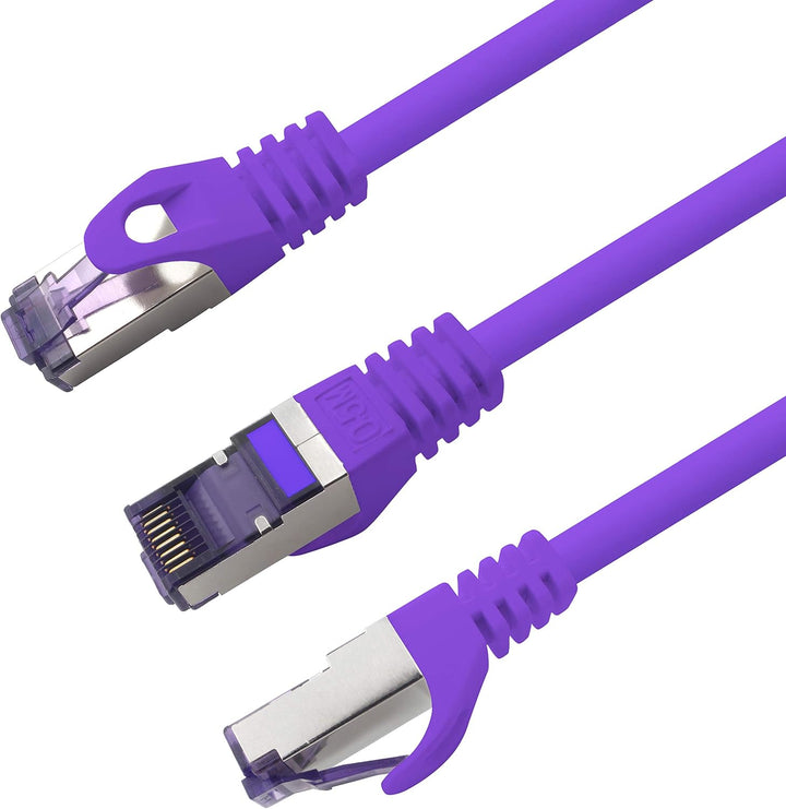 1aTTack.de Cat.7 Netzwerkkabel 10m - Violett - 5 Stück - Cat7 Patchkabel (SFTP/PIMF/LSZH) Rohkabel 1