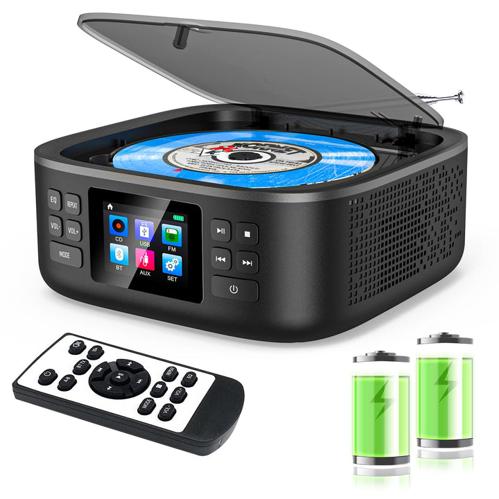 CD Player Tragbar, CCHKFEI Boombox CD Player Bluetooth & Radio FM mit Dual Stereo Lautsprecher LED-B