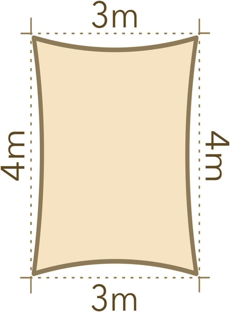 Sonnensegel luftdurchlässig 3x4m rechteckig Sonnenschutz HDPE - Cream Cream 3x4m rechteckig HDPE, Cr