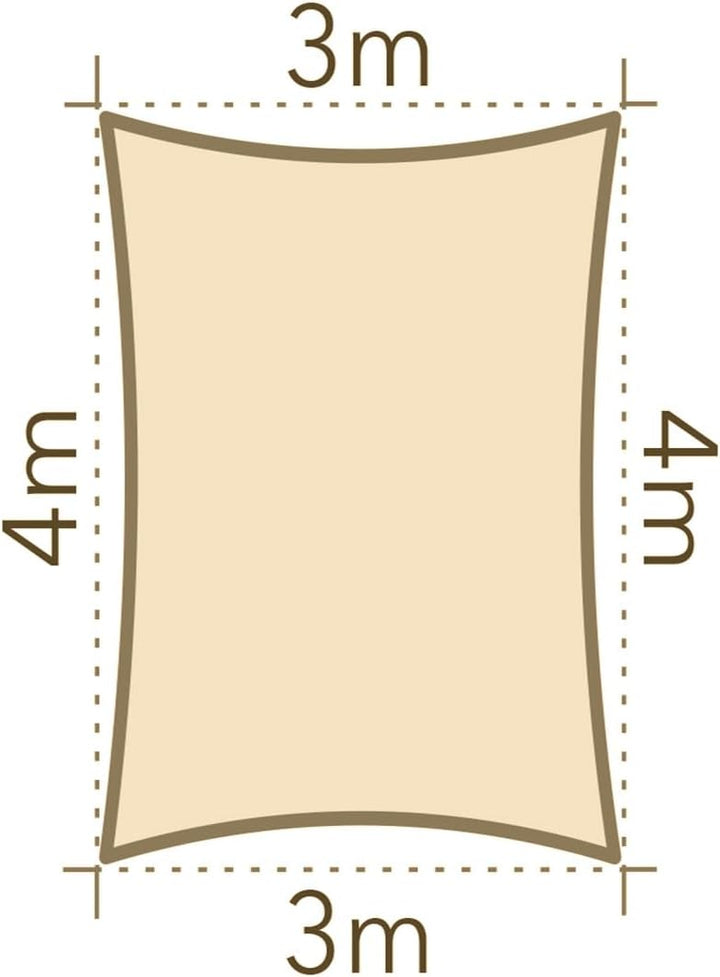 Sonnensegel luftdurchlässig 3x4m rechteckig Sonnenschutz HDPE - Cream Cream 3x4m rechteckig HDPE, Cr