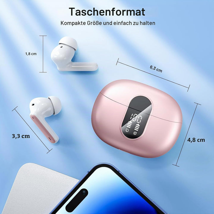 Bluetooth Kopfhörer,Kopfhörer Kabellos Bluetooth 5.3 Sport In-Ear Kopfhörer mit 4X ENC Mikrofonen ba