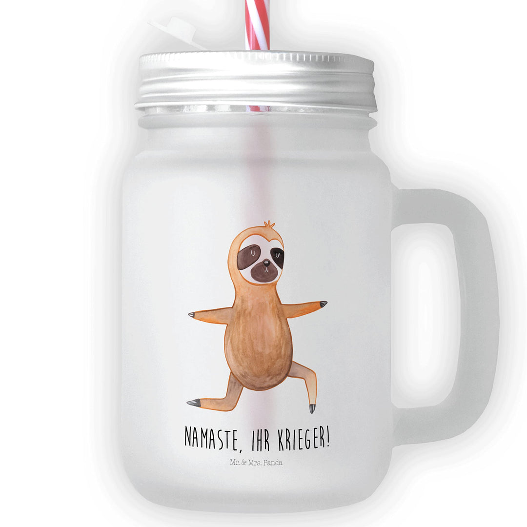 Mr. & Mrs. Panda Trinkglas Mason Jar Faultier Yoga - Geschenk, Lieblingstier, Faultier Geschenk, Str