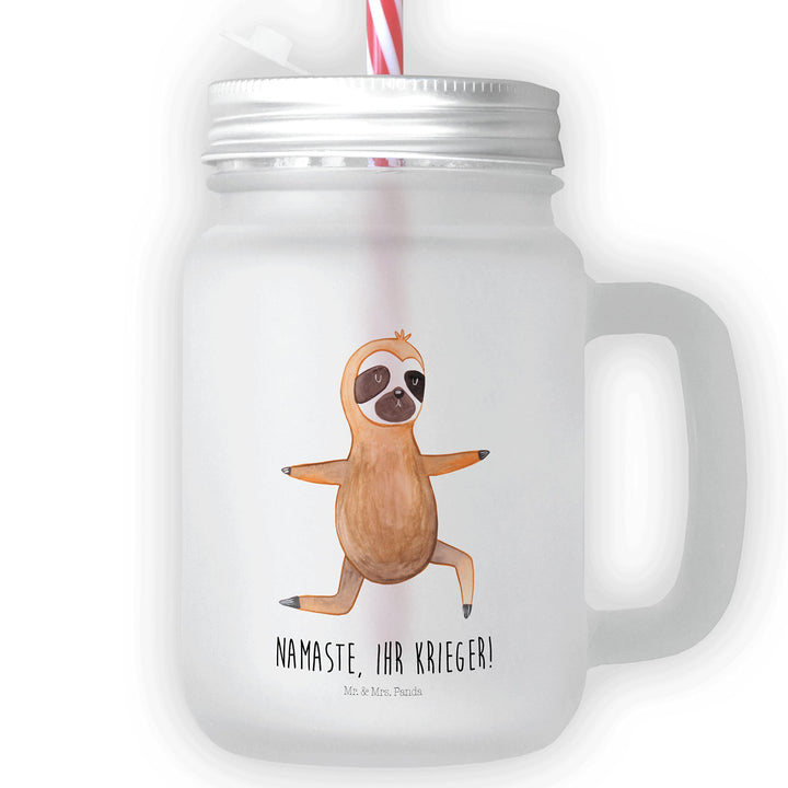 Mr. & Mrs. Panda Trinkglas Mason Jar Faultier Yoga - Geschenk, Lieblingstier, Faultier Geschenk, Str