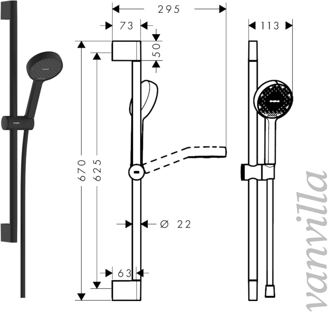 vanvilla Duschsystem mit Unterputz Duscharmatur von Hansgrohe Einhebelmischer und vanvilla Regendusc
