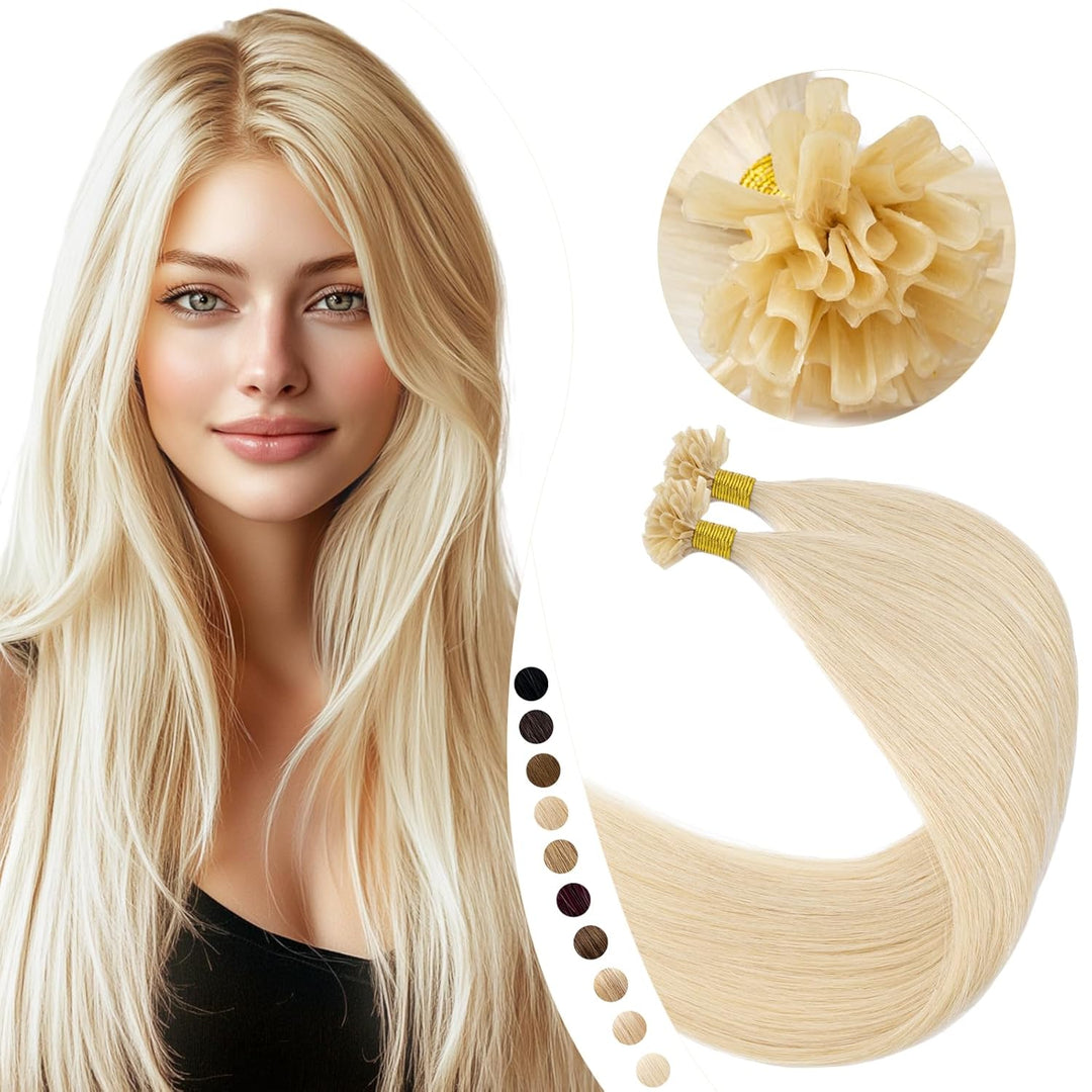Elailite Bonding Extensions Echthaar Haarverlängerung Keratin U-Tip Haarverlängerung 100% Menschenha