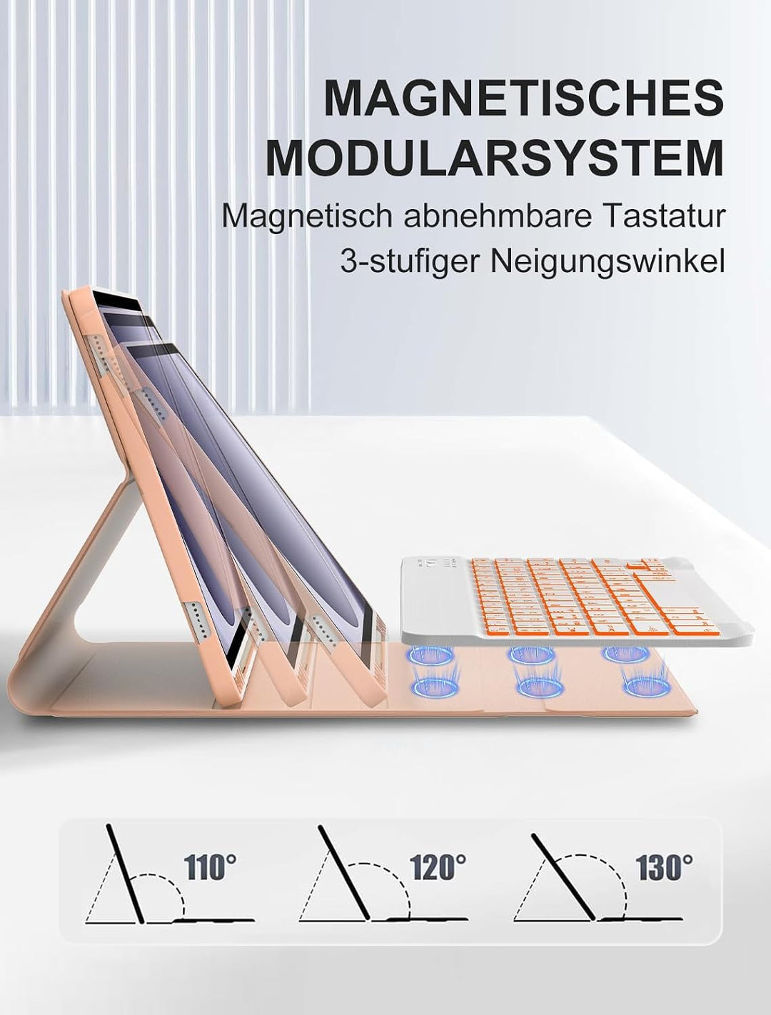 JADEMALL Für Galaxy Tab A9+ 11" (2023) Tastaturhülle mit Beleuchtung QWERTZ | Für Galaxy Tab A9+ Hül