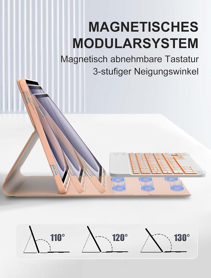 JADEMALL Für Galaxy Tab A9+ 11" (2023) Tastaturhülle mit Beleuchtung QWERTZ | Für Galaxy Tab A9+ Hül