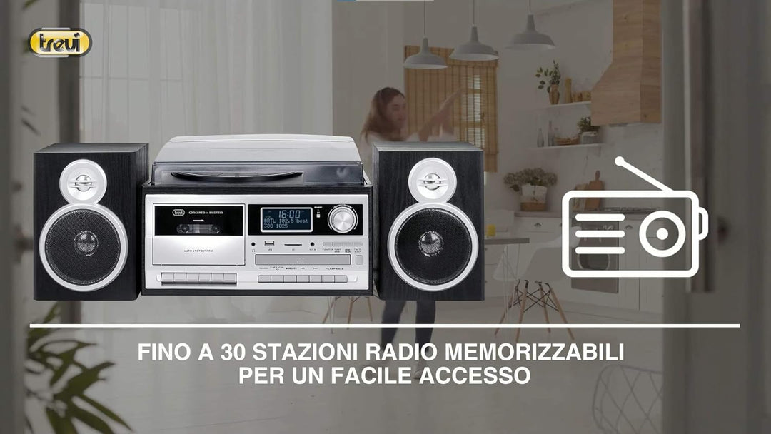 Trevi TT 1072 DAB Bluetooth-Stereo-Plattenspieler mit digitalem DAB/DAB+-Empfänger, Encoding-Funktio